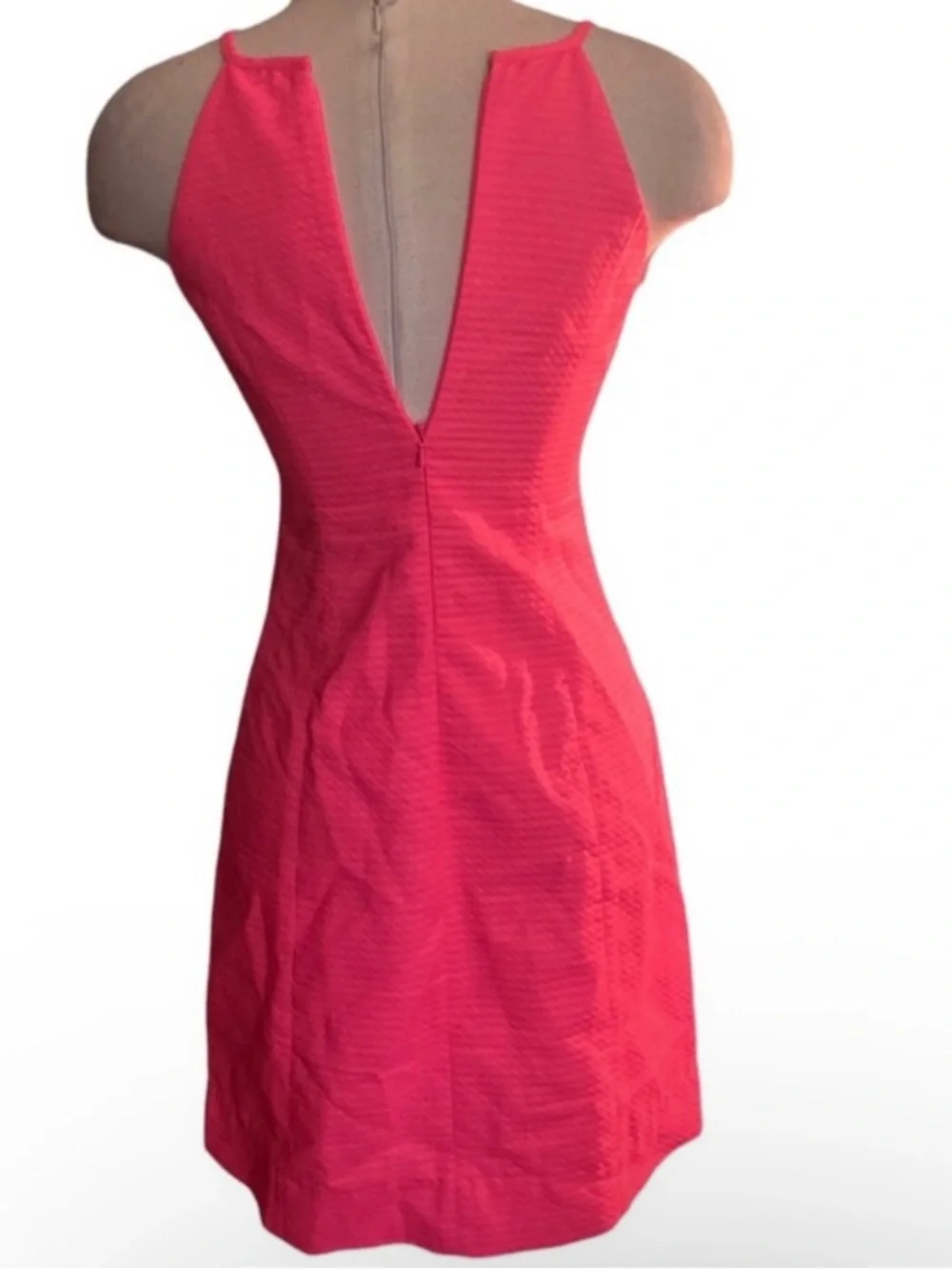 Sleeveless Pink Crochet-Trim Bodycon Dress - Picture 3 of 7